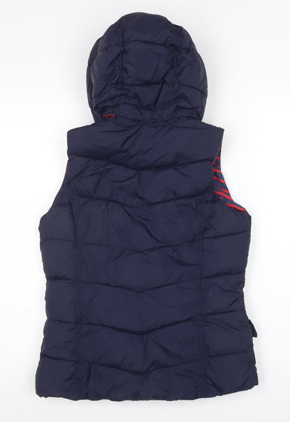 Joules Womens Navy Hooded Puffer Waistcoat Gilet XS UK 8