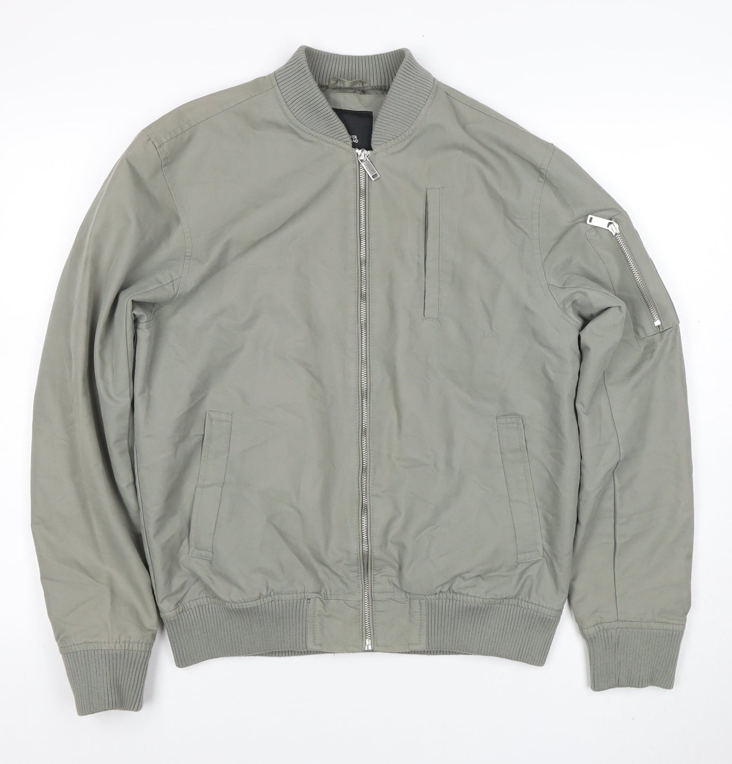 Mens UK Size M River Island Grey Bomber Jacket