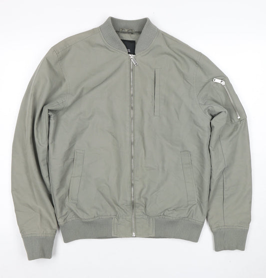 Mens UK Size M River Island Grey Bomber Jacket