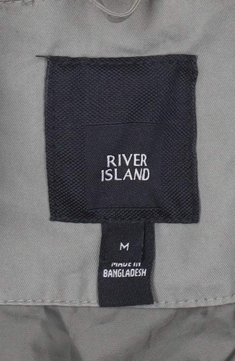 Mens UK Size M River Island Grey Bomber Jacket
