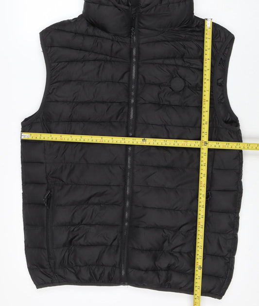 Threadbare Men's Black Hooded Puffer Waistcoat L Regular Fit