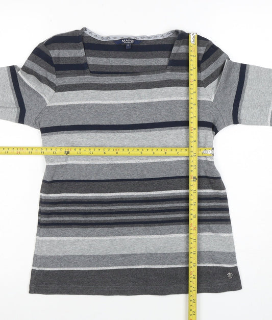 Womens UK Size 12 Maine New England Grey Basic T-Shirt