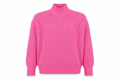 V by Very Women Pink Rib Knit Mock Neck Pullover Jumper Size 14