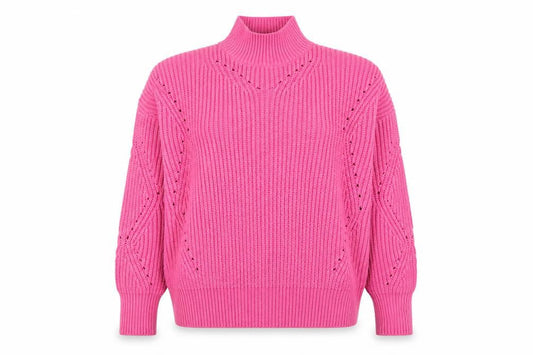 V by Very Women Pink Rib Knit Mock Neck Pullover Jumper Size 14