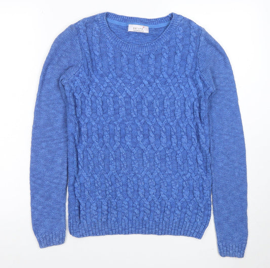 Marks and Spencer Per Una Blue Cable Knit Cotton Blend Women's Jumper Size 8