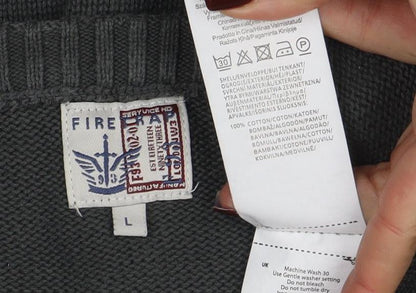 Mens UK Size L Firetrap Grey Pullover Jumper