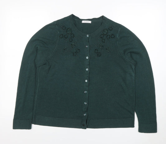 Marks and Spencer Women’s Green Beaded Cardigan Size 16