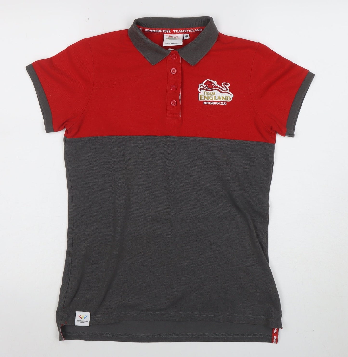Womens UK Size 10 Team England Red Basic Polo
