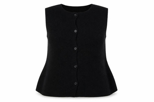 Front view of ASOS Design Women’s Black Sleeveless Chunky Knit Cardigan M
