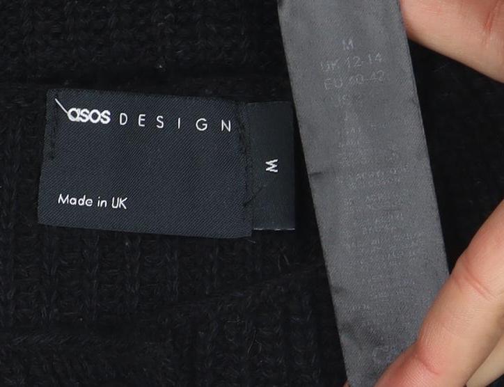 Womens UK Size M ASOS Design Black Cardigan Jumper