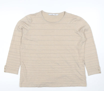 Womens UK Size L Isle Beige Basic T-Shirt