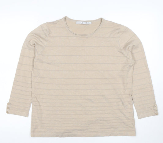 Womens UK Size L Isle Beige Basic T-Shirt