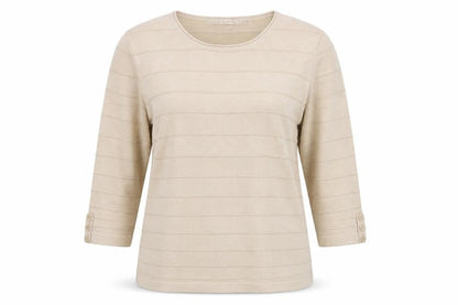 Womens UK Size L Isle Beige Basic T-Shirt