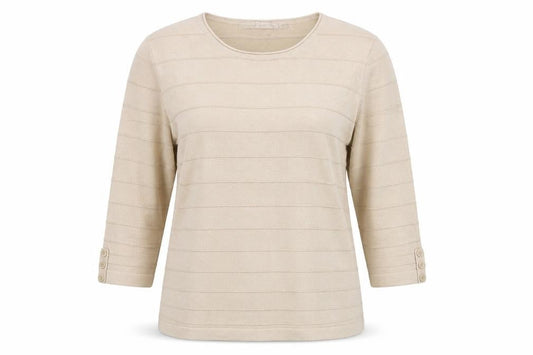 Womens UK Size L Isle Beige Basic T-Shirt