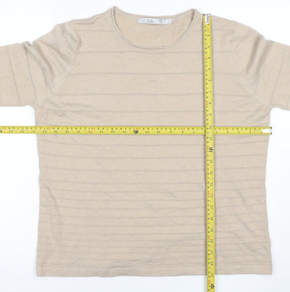 Womens UK Size L Isle Beige Basic T-Shirt