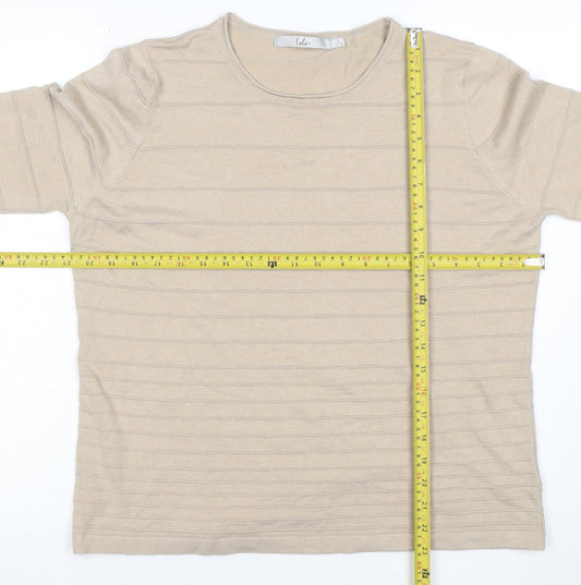 Womens UK Size L Isle Beige Basic T-Shirt