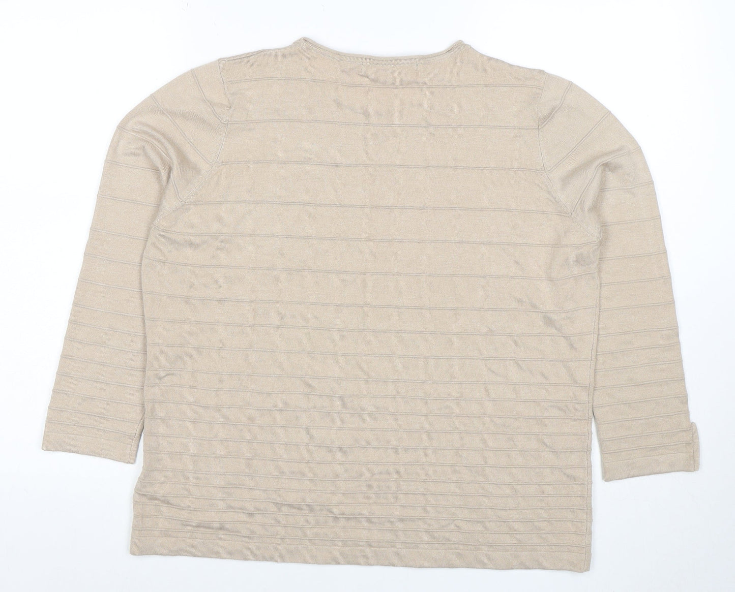 Womens UK Size L Isle Beige Basic T-Shirt