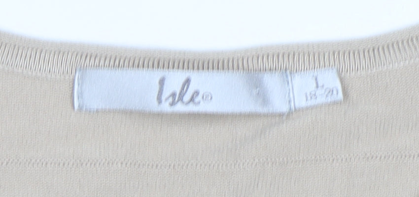 Womens UK Size L Isle Beige Basic T-Shirt