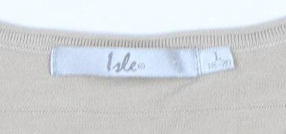 Womens UK Size L Isle Beige Basic T-Shirt