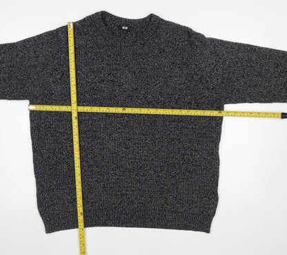 Uniqlo Men’s Grey Chunky-Knit Cotton Blend Crew Neck Jumper L