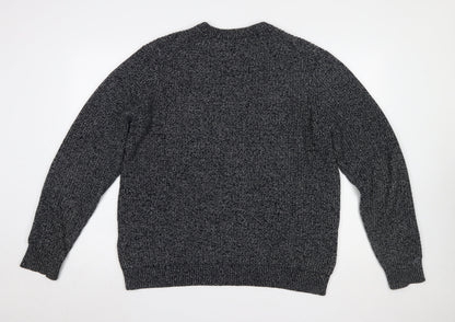 Uniqlo Men’s Grey Chunky-Knit Cotton Blend Crew Neck Jumper L