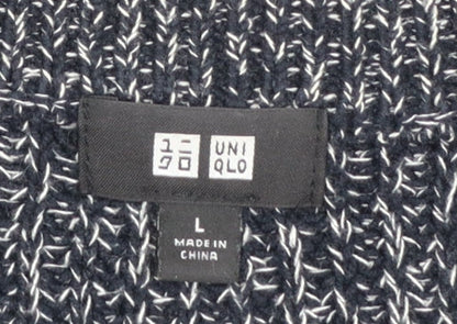 Uniqlo Men’s Grey Chunky-Knit Cotton Blend Crew Neck Jumper L