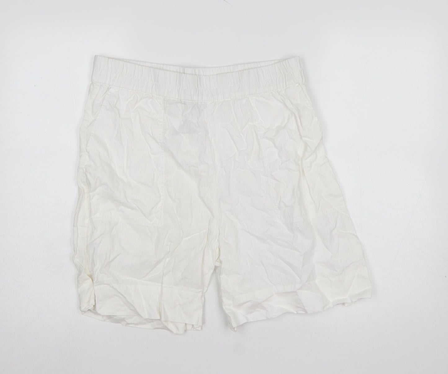Carolyn Donnelly The Edit Womens White Linen Chino Shorts Size 14