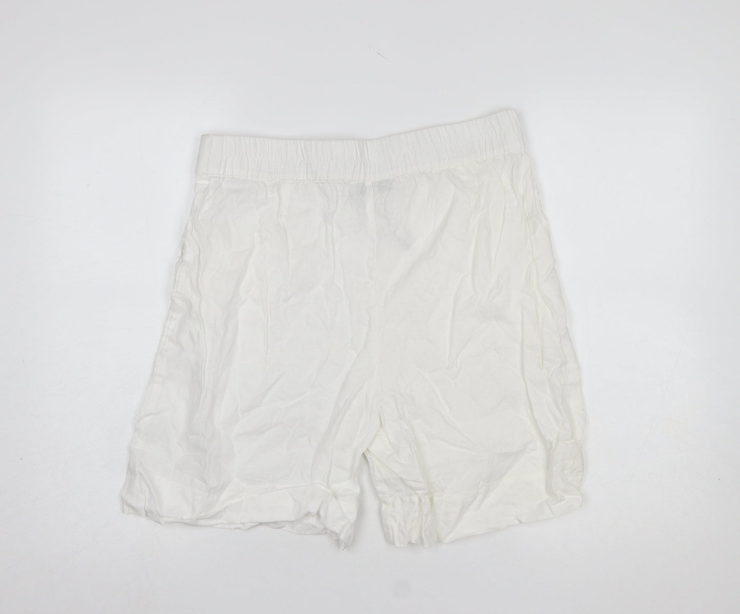 Carolyn Donnelly The Edit Womens White Linen Chino Shorts Size 14