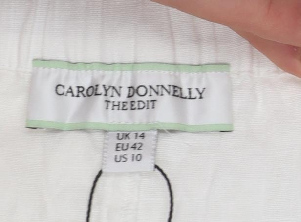 Carolyn Donnelly The Edit Womens White Linen Chino Shorts Size 14