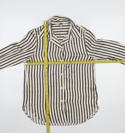 H&M Womens Striped Button-Up Long Sleeve Shirt XS Multicoloured