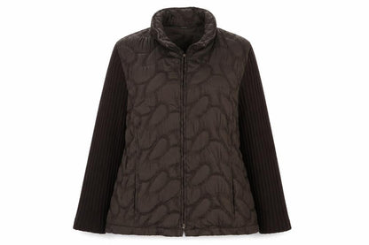Verse Women's Brown Quilted Knit Sleeve Puffer Jacket Size 16