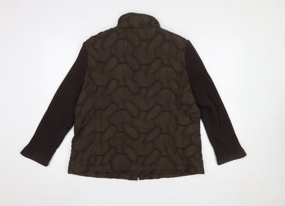 Verse Women's Brown Quilted Knit Sleeve Puffer Jacket Size 16