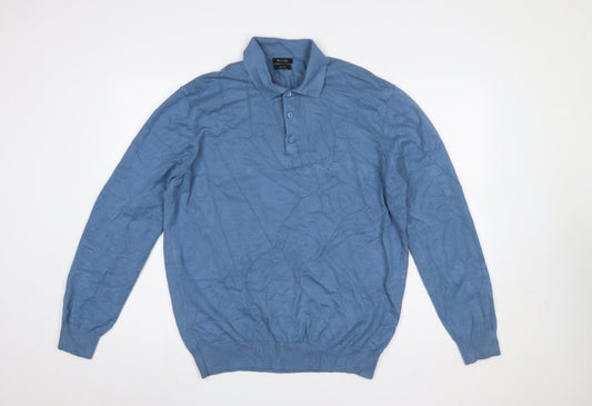 Mens UK Size XL Massimo Dutti Blue Henley Jumper