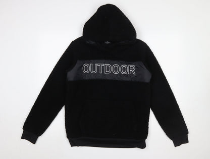 Crane Boys Black Hoodie 15-16 Years Pullover Fleece Outdoor Design