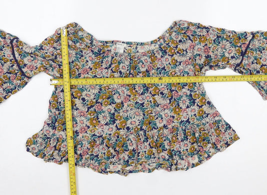 Forever 21 Women's Multicoloured Floral Boho Ruffle Blouse Size S