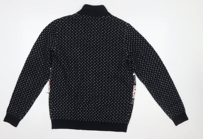 Next Men’s Black Fair Isle 1/4 Zip Christmas Jumper M