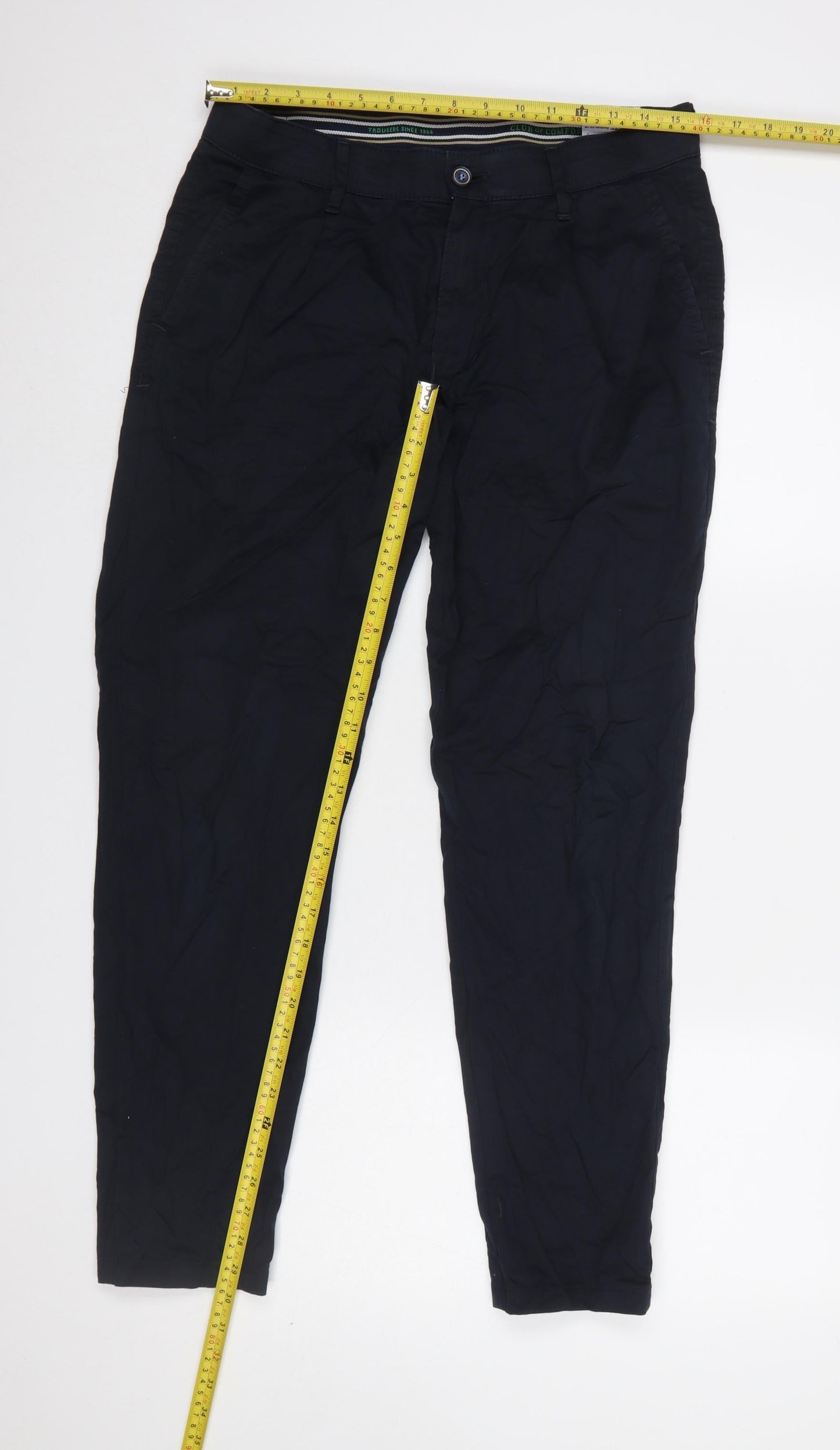 Mens UK Size 32/32 Club of Comfort Regular Fit Chino Blue Trousers