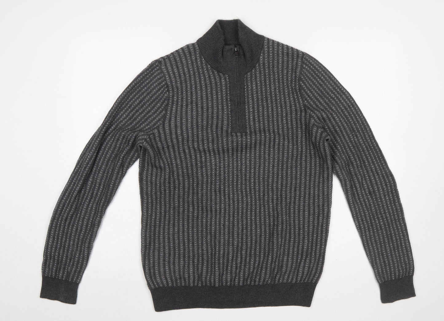 Mens UK Size S Marks and Spencer Grey 1/4 Zip Jumper