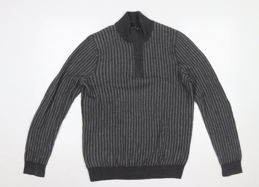 Mens UK Size S Marks and Spencer Grey 1/4 Zip Jumper