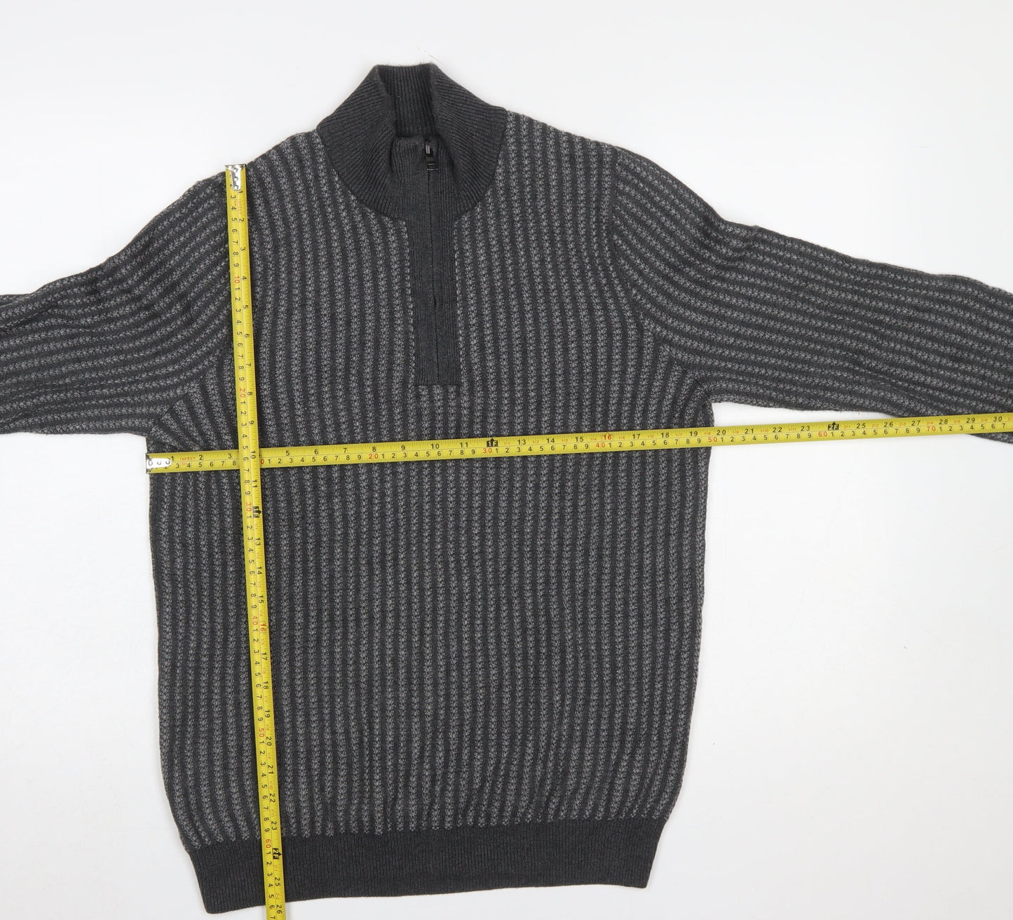 Mens UK Size S Marks and Spencer Grey 1/4 Zip Jumper