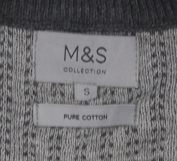 Mens UK Size S Marks and Spencer Grey 1/4 Zip Jumper