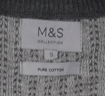 Mens UK Size S Marks and Spencer Grey 1/4 Zip Jumper