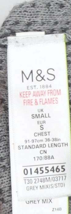 Mens UK Size S Marks and Spencer Grey 1/4 Zip Jumper