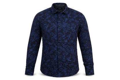 Ted Baker Men's Blue Floral Long Sleeve Cotton Slim Fit Shirt Size M