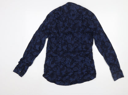 Ted Baker Men's Blue Floral Long Sleeve Cotton Slim Fit Shirt Size M