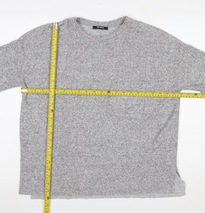 Zara Trafaluc Women Grey Short Sleeve Relaxed Fit Basic T-Shirt S
