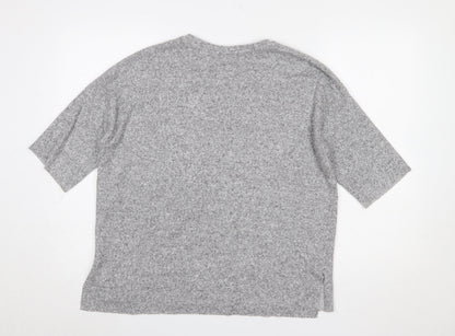 Zara Trafaluc Women Grey Short Sleeve Relaxed Fit Basic T-Shirt S