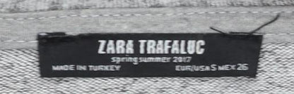 Zara Trafaluc Women Grey Short Sleeve Relaxed Fit Basic T-Shirt S