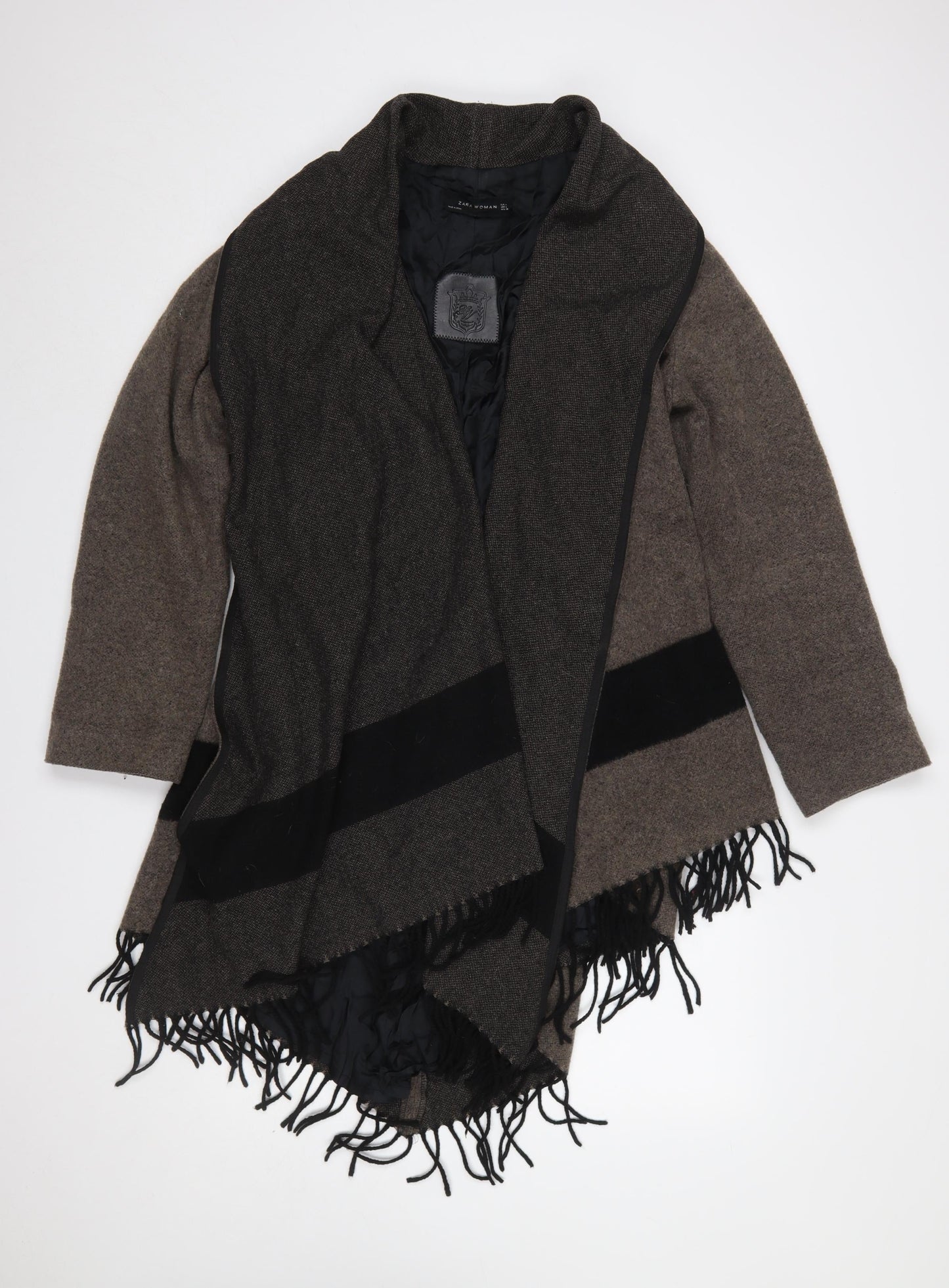 Womens UK Size L Zara Brown Wrap Jumper