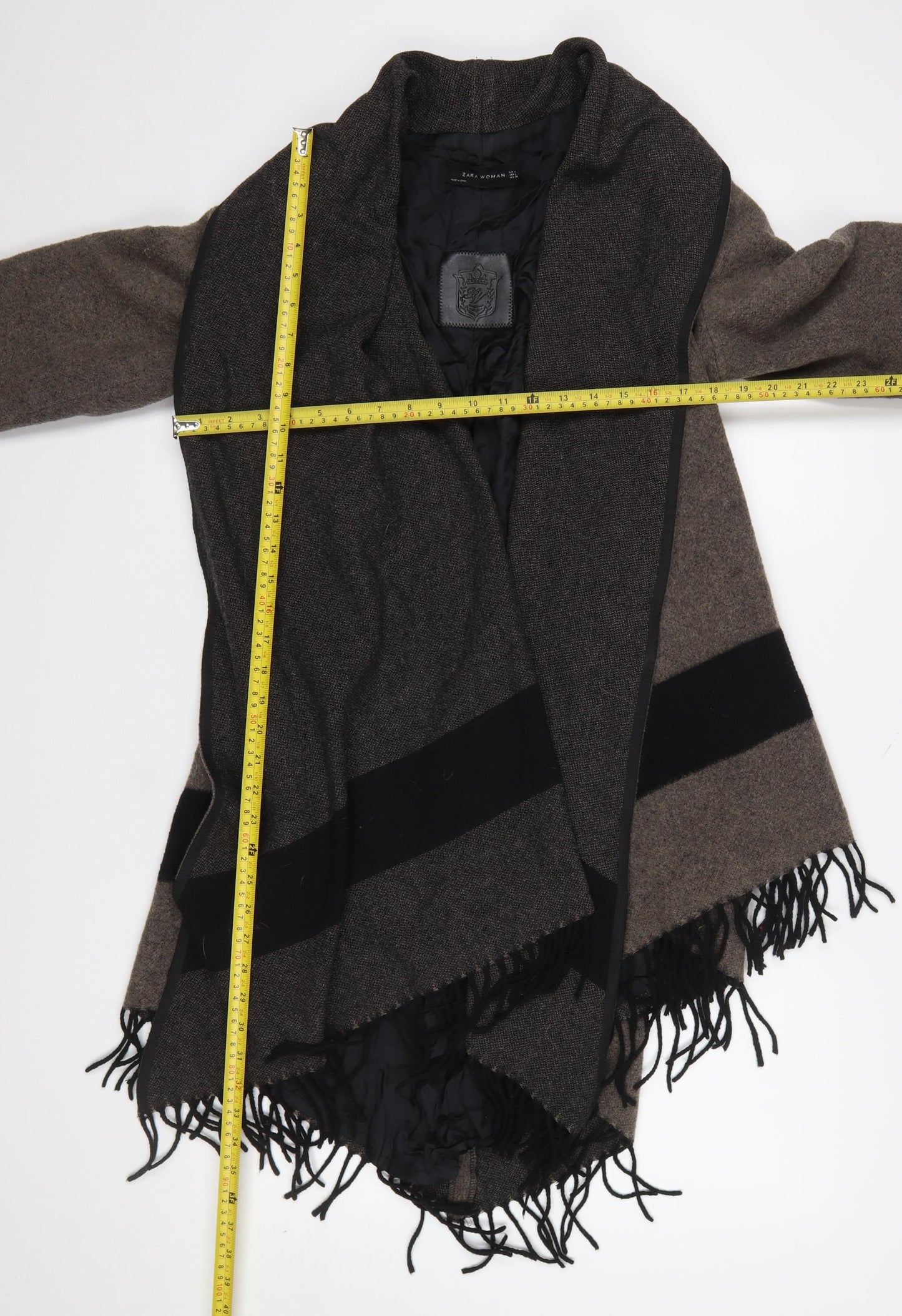 Womens UK Size L Zara Brown Wrap Jumper